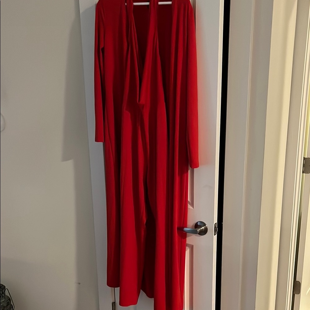SHEIN Vibrant Red Straight Leg Jumpsuit with a jacket